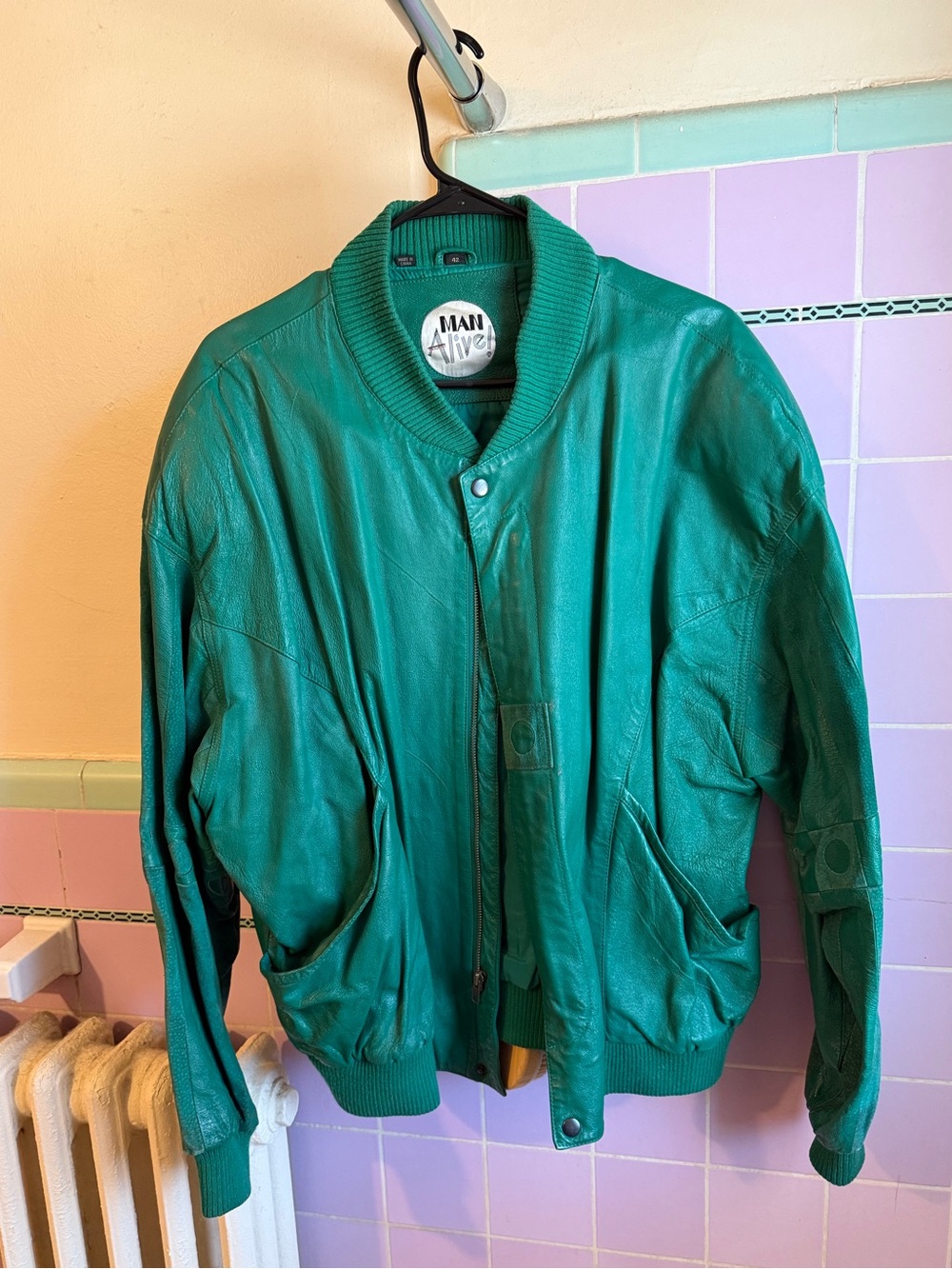 Vintage Green Leather Jacket 80s Man Alive!